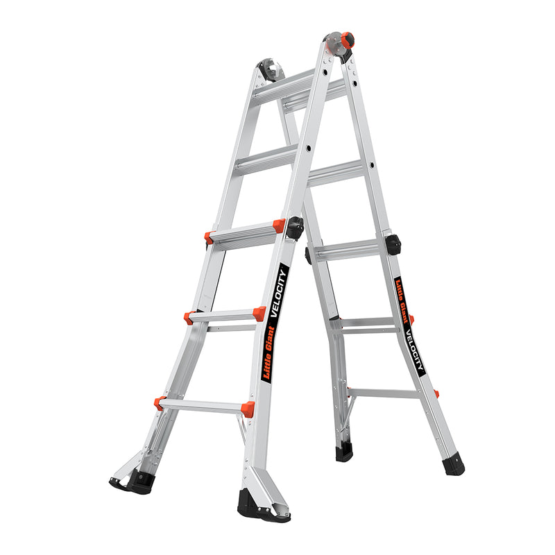 Телескопична алуминиева стълба Little Giant VELOCITY 2.0, мултифункционална, 4x3 стъпала, безопасна и устойчива.