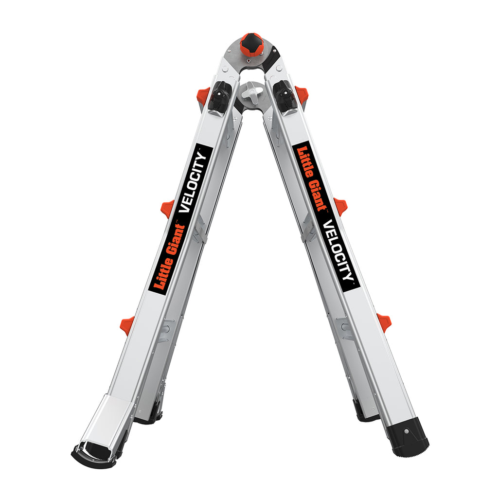 Телескопична алуминиева стълба Little Giant VELOCITY 2.0 в А-образна конфигурация, с Rapid Locks® механизми.