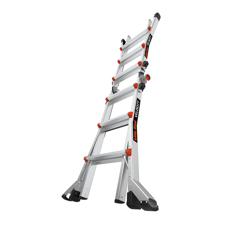 Телескопична алуминиева стълба Little Giant VELOCITY 2.0, стабилна и регулируема с 4x3 стъпала.