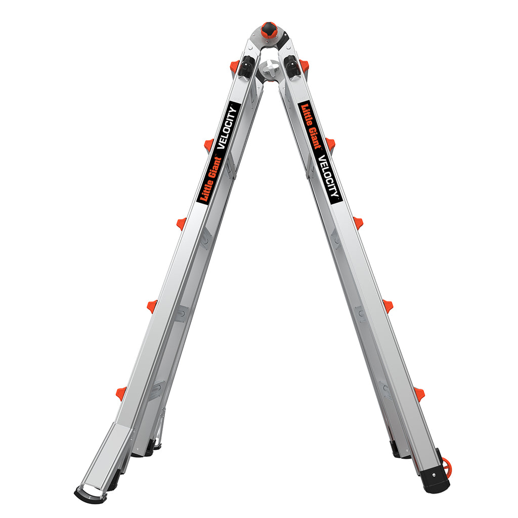 Телескопична алуминиева стълба Little Giant VELOCITY 2.0 в А-образна конфигурация с Rapid Locks® механизми.