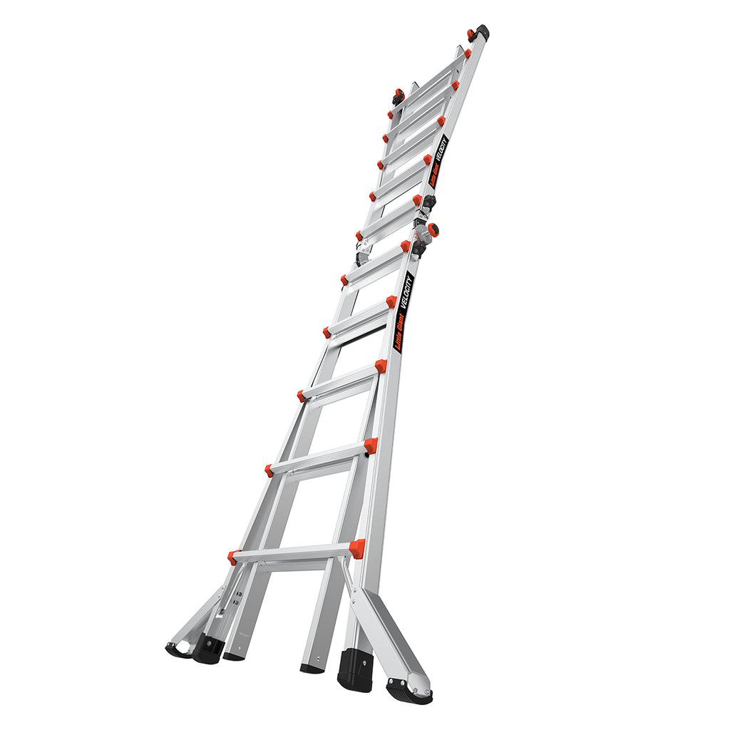 Телескопична алуминиева стълба Little Giant VELOCITY 2.0 M22 с 4x5 стъпала, проектирана за двамата работници.