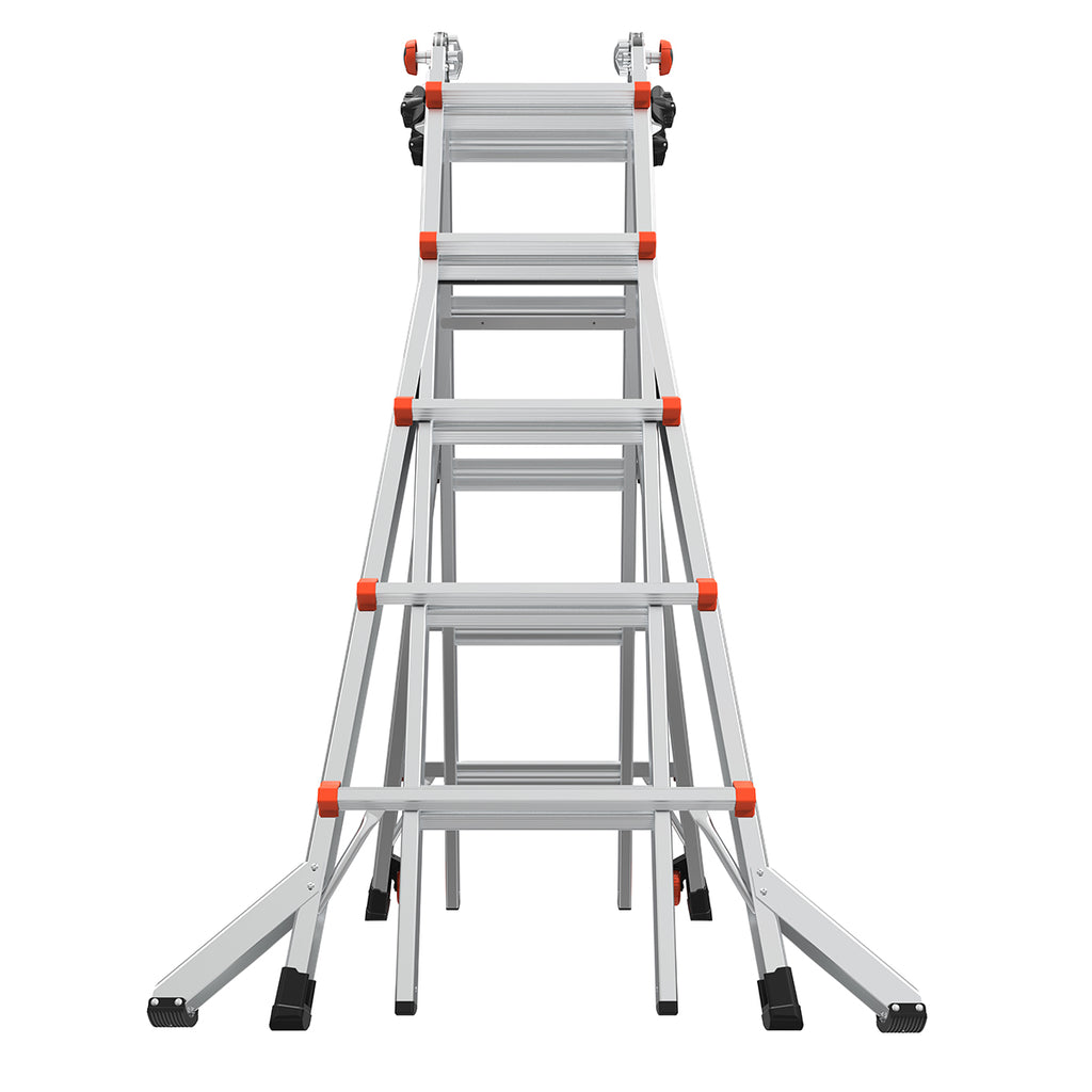 Телескопична алуминиева стълба Little Giant VELOCITY 2.0 с 4x5 стъпала и усилени крака за безопасност.