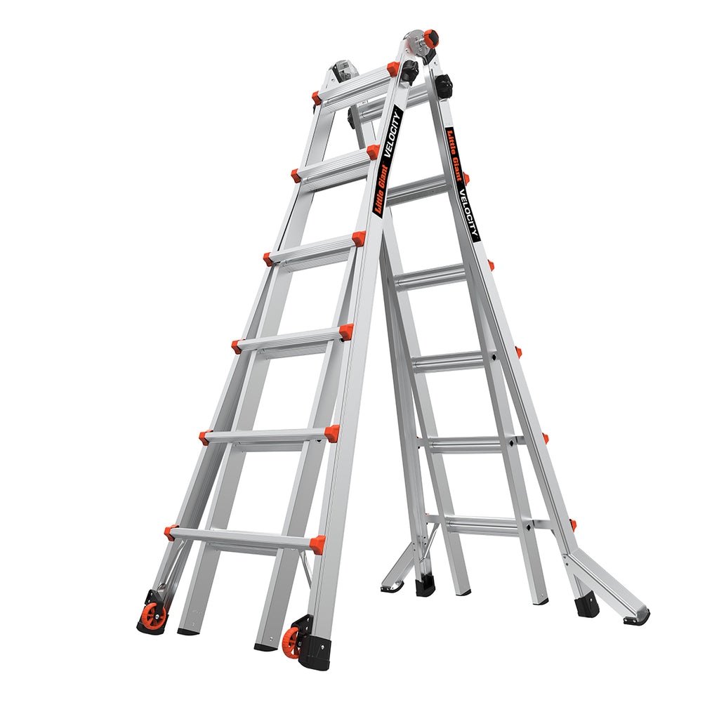 Телескопична алуминиева стълба Little Giant VELOCITY 2.0, два модели с усилени крака и Rapid Locks® механизми.