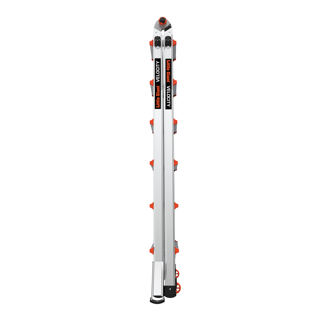 Телескопична алуминиева стълба Little Giant VELOCITY 2.0, компактна и лесна за настройка.