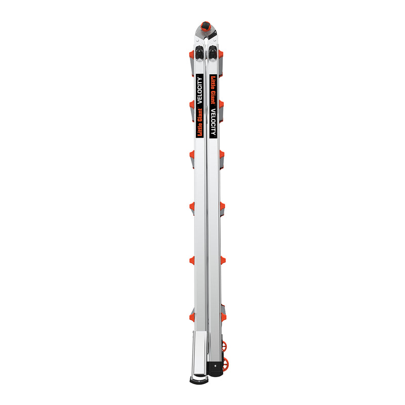 Телескопична алуминиева стълба Little Giant VELOCITY 2.0, компактна и лесна за настройка.