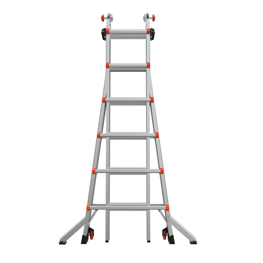 Телескопична алуминиева стълба Little Giant VELOCITY 2.0 с 6 стъпала, подходяща за работа на двама души.