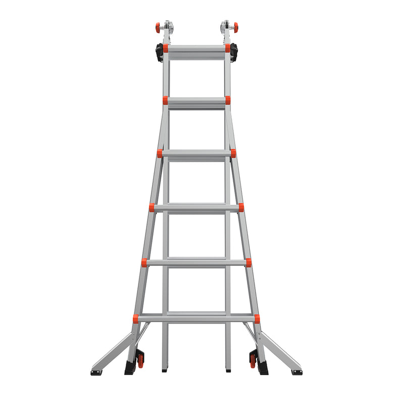 Телескопична алуминиева стълба Little Giant VELOCITY 2.0 с 6 стъпала, подходяща за работа на двама души.