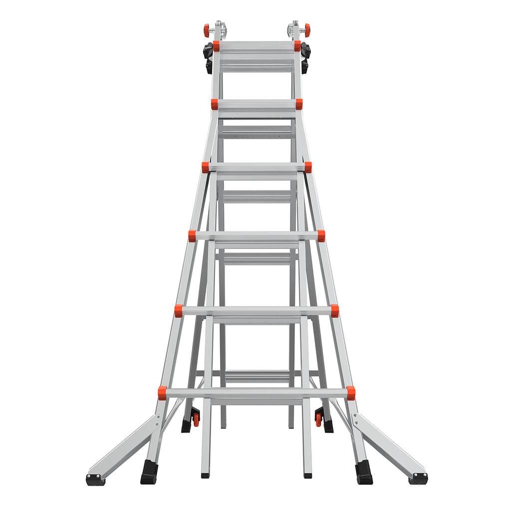 Телескопична алуминиева стълба Little Giant VELOCITY 2.0, M26 с 4x6 стъпала, удобна и стабилна за двама души.