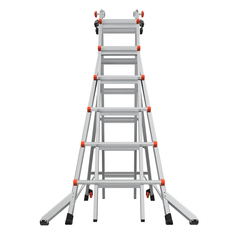 Телескопична алуминиева стълба Little Giant VELOCITY 2.0, M26 с 4x6 стъпала, удобна и стабилна за двама души.