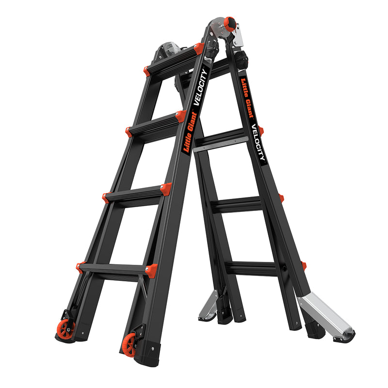 Телескопична алуминиева стълба Little Giant VELOCITY 2.0 PRO с работна платформа AirDeck и 4x4 стъпала.