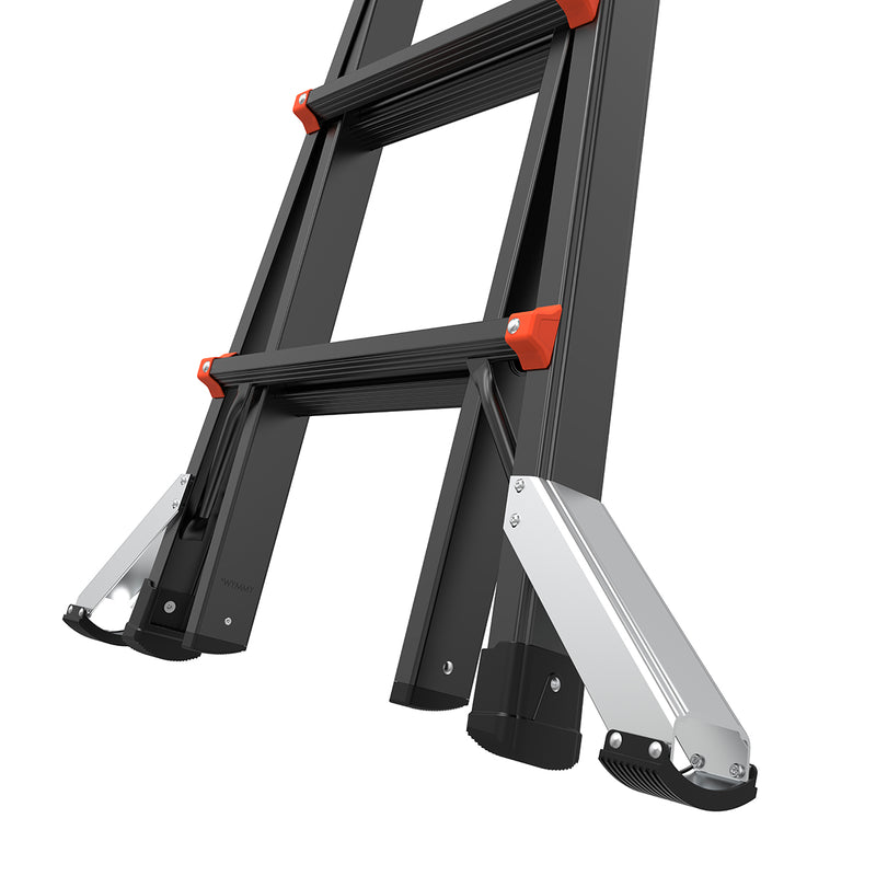 Детайл на телескопичната алуминиева стълба Little Giant Velocity PRO с голяма стабилност и удобни крака.