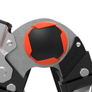 Детайл на инструмент с черно-оранжев връх, показващ механизма на работа.