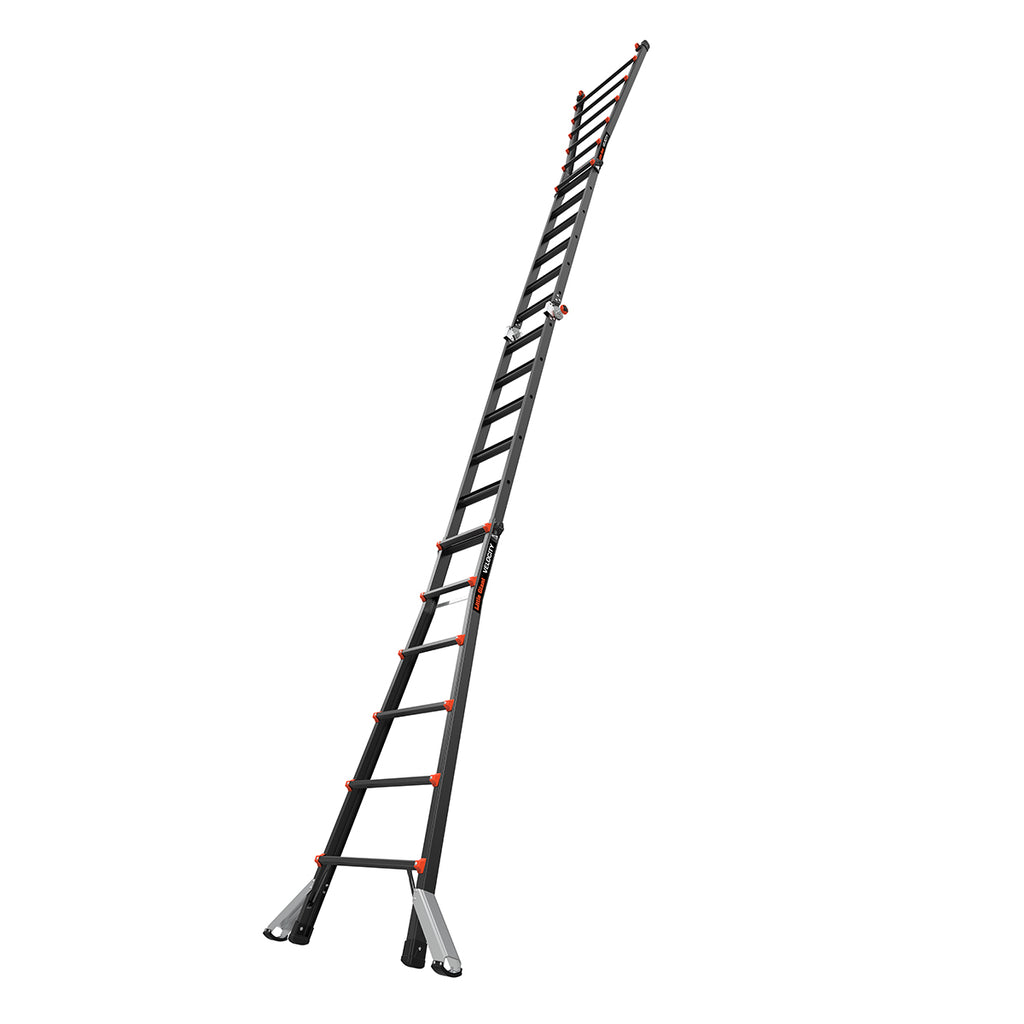 Телескопична алуминиева стълба Little Giant VELOCITY 2.0 PRO с поставка AirDeck, идеална за професионални нужди.