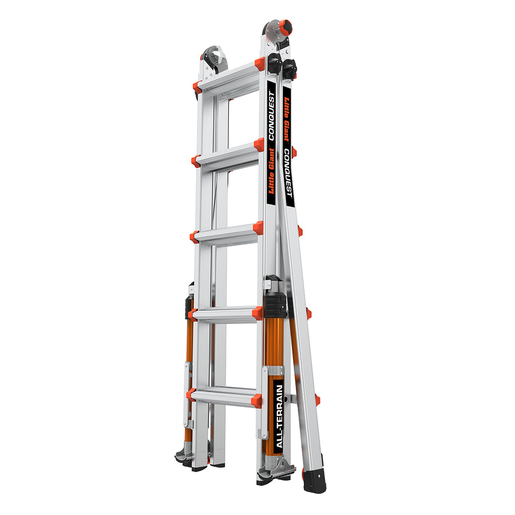 Телескопична алуминиева стълба Little Giant Conquest 2.0 M22, подходяща за професионални нужди на всякакви терени.