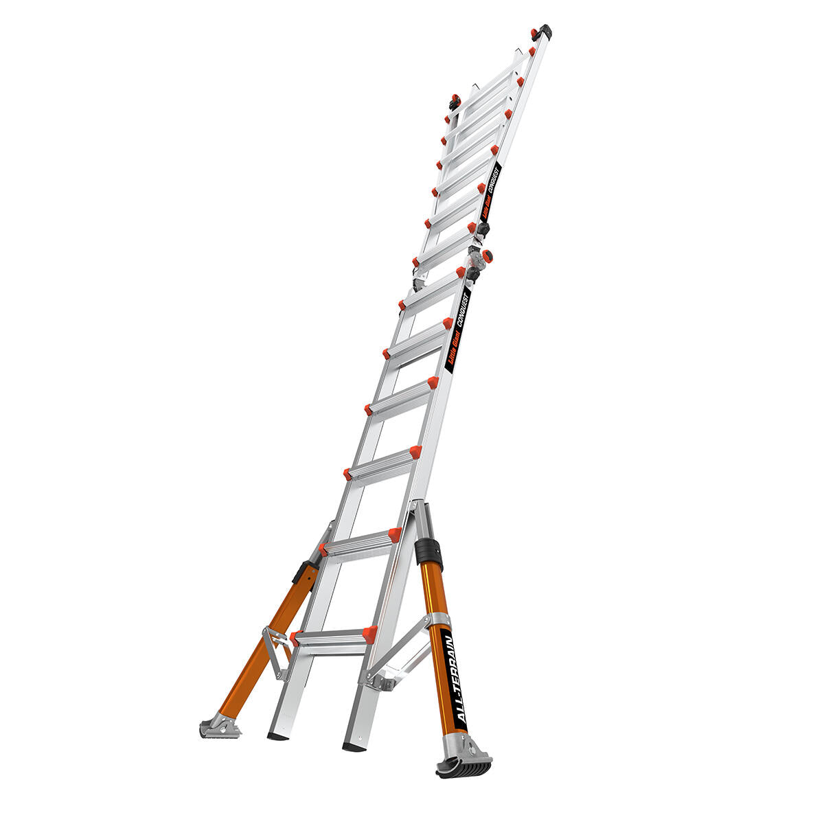 Телескопична алуминиева стълба Little Giant Conquest 2.0 M26, 4x6 стъпала, подходяща за всякакви терени.