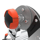 Детайл на алуминиева стълба Little Giant Conquest 2.0 с регулируема глава и стабилизатор за безопасност.