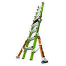 Телескопична стълба от фибростъкло M17 Conquest 2.0 с многопозиционен дизайн и индустриални крака.