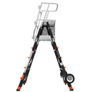 Телескопична стълба от фибростъкло с регулируем кош, работна височина 4.64 метра и 360-градусов достъп.