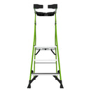 Стълба с платформа от фибростъкло Little Giant Fortress с 3 стъпала и защитно ограждане за безопасност.