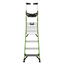 Стълба с платформа от фибростъкло Little Giant Fortress, 4 стъпала, защитно ограждение и самозатваряща се врата.