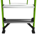 Стълба с платформа от фибростъкло Little Giant Fortress, детайли на стъпалата и поддържащата основа.