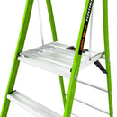 Стълба с платформа Little Giant Fortress, зелена, 4 стъпала, с предпазни огради и работна платформа.