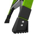 Детайли на основата на стълбата Little Giant Fortress с фибростъкло и здрави гумени крака за стабилност.