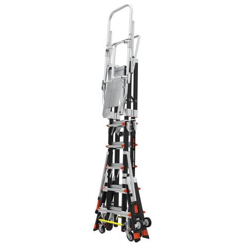 Телескопична стълба от фибростъкло COMPACT CAGE с предпазен кош и система Wheel Lift™.