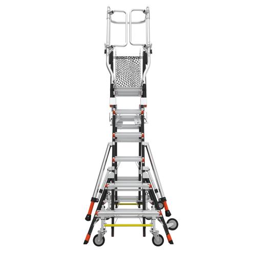 Телескопична стълба от фибростъкло с предпазен кош COMPACT CAGE, работна височина 4.90 м, безопасно качване.