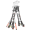 Телескопична стълба от фибростъкло COMPACT CAGE с предпазен кош, работна височина 4.90 метра, безопасност при работа.