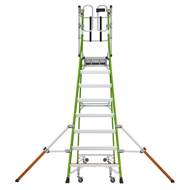 Телескопична стълба от фибростъкло Safety Cage с предпазен кош, работна височина 4.24 метра.