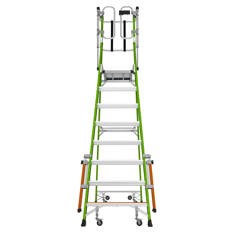 Телескопична стълба от фибростъкло с предпазен кош Safety Cage и работна височина 4.24 метра.