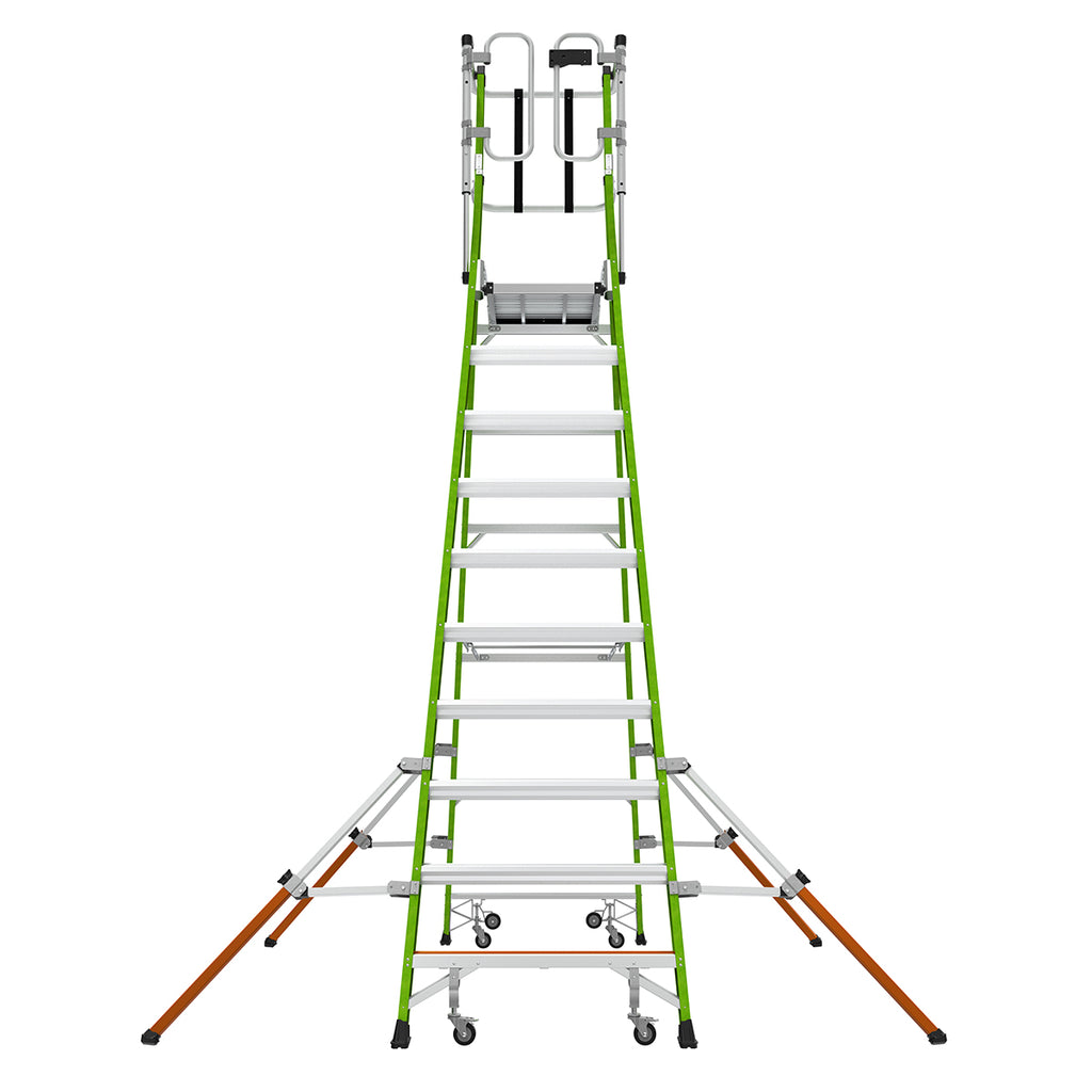 Телескопична стълба от фибростъкло с предпазен кош Safety Cage, работна височина 4.83 метра.