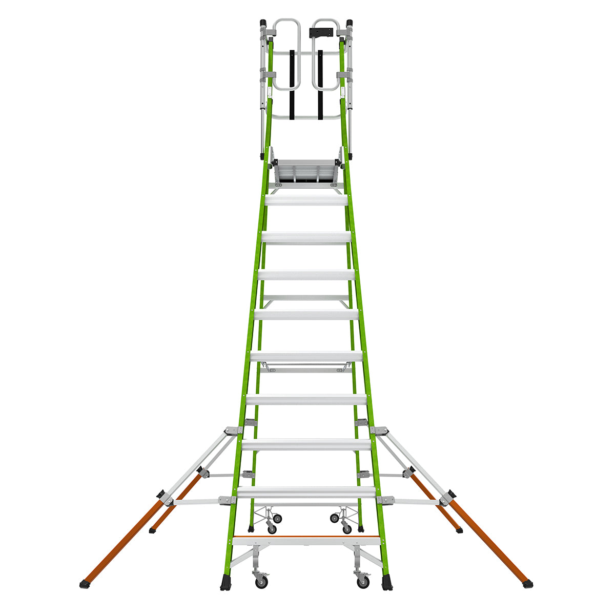 Телескопична стълба от фибростъкло с предпазен кош Safety Cage, работна височина 4.83 метра.
