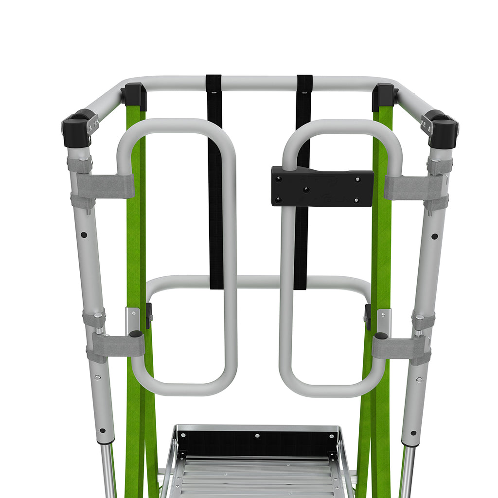 Детайл от предпазния кош на телескопичната стълба от фибростъкло Safety Cage, подходящ за работа на височина.