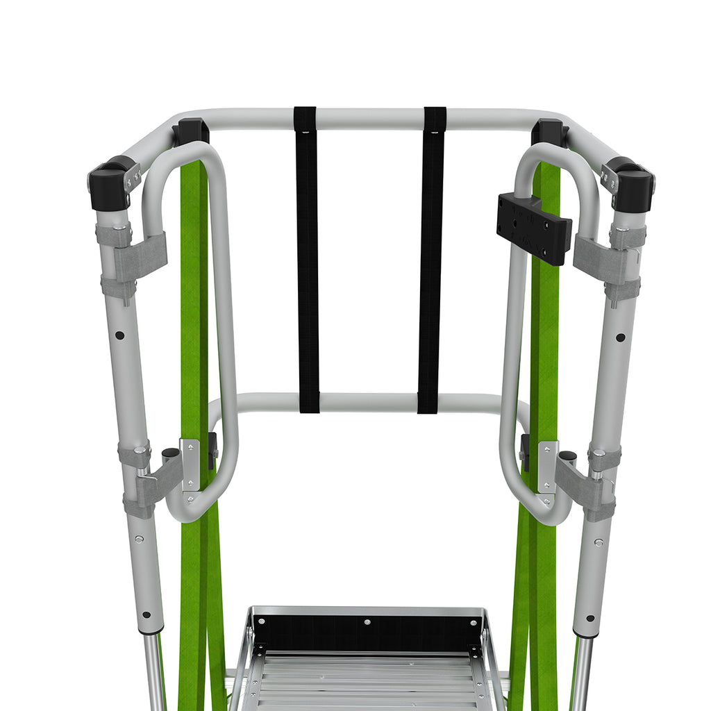 Предпазен кош на телескопична стълба от фибростъкло Little Giant Safety Cage с безопасност и стабилност.