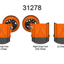 Комплект резервни обувки за стълба Revolution™ с колела, показващи лява и дясна обувка.