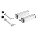 Комплект автоматични механизми за затваряне на врати с елементи за монтаж и регулиране. Подходящи за врати до 75 кг.