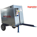 Машина за почистване на кофражни платна Legnotre Minisim с компактна конструкция и колела за лесно транспортиране.