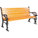 Дървена пейка с метална конструкция, подходяща за двор, градина или парк. Размери 186 x 65 x 80 см.