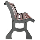 Дървена градинска пейка с чугунен крак, страничен изглед на модерния дизайн.