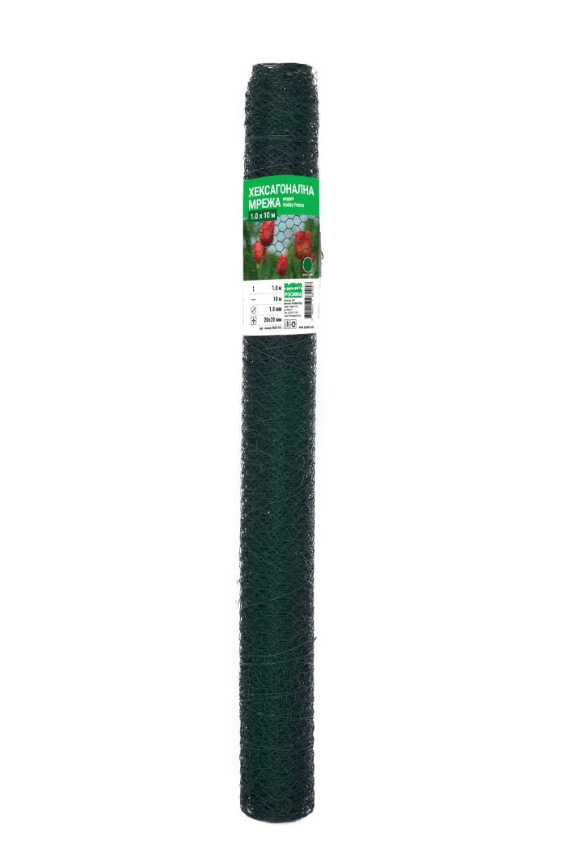 Хексагонална мрежа HOBBY FENCE с PVC покритие, RO 81901, RO 81918, 20 x 20 mm, Ø 1.0 mm, зелен цвят