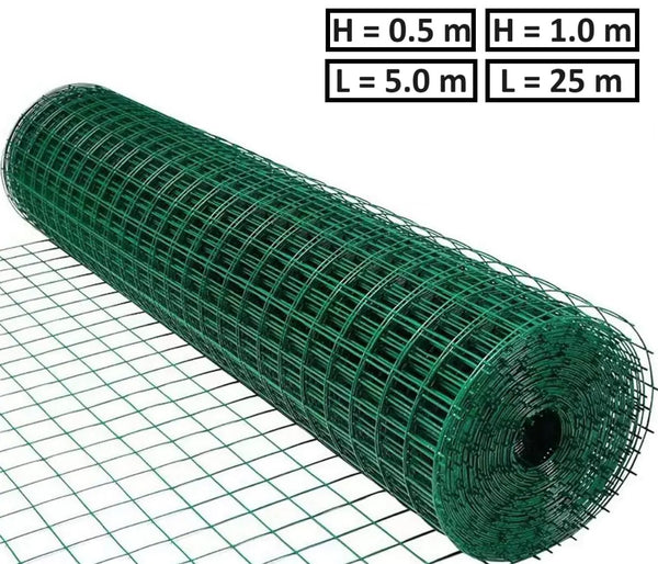 Електрозаварена мрежа HOBBY FENCE с PVC покритие, RO 81987, RO 81994, RO 82007, 12.7 x 12.7 mm, ø 0.9 mm, зелен цвят