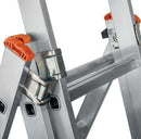 детайл на алуминиева трираменна стълба STS с заключващи механизми и стабилни опори за безопасност