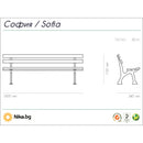 Измерения на дървена паркова пейка 180 x 54 x 72 см, подходяща за паркове и градини.