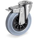 Серия 22 Въртящи колела с отвор и спирачка на NL вилка, сива гума/полипропилен - Tellure Rota