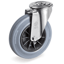 Серия 22 Въртящи колела с отвор на NL вилка, сива гума/полипропилен - Tellure Rota