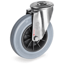 Серия 22 INOX Въртящи колела с отвор на NLX вилка, сива гума/полипропилен - Tellure Rota
