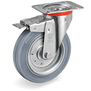 Серия 23 Въртящи колела на NL планка със спирачка, сива гума/стомана - Tellure Rota