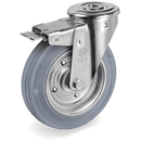 Серия 23 Въртящи колела с отвор и спирачка на NL вилка, сива гума/стомана - Tellure Rota